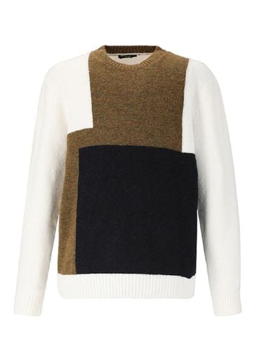 Crew Neck Color Block Sweater (Beige) - ADHOC - Modalova