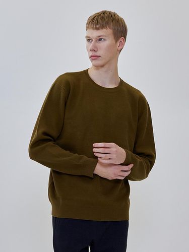 Waffle crewneck knitwear (green) - ADHOC - Modalova