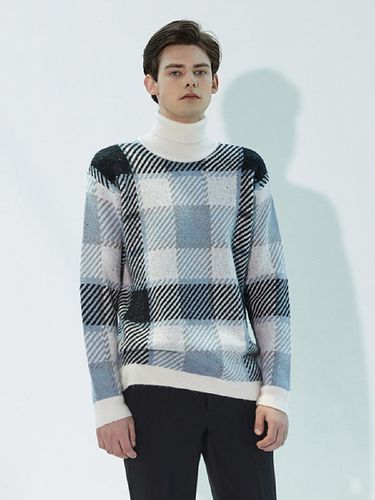 Checkered turtleneck sweater (Gray) - ADHOC - Modalova