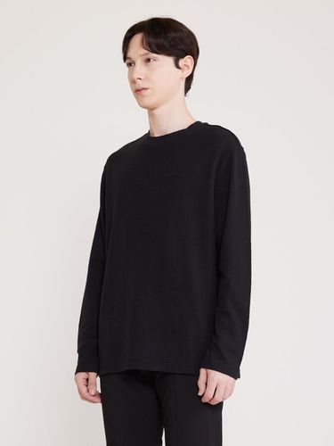 Waffle-woven crew neck shirt (black) - ADHOC - Modalova