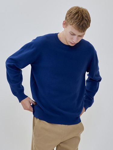 Waffle Crewneck Knitwear (Blue) - ADHOC - Modalova