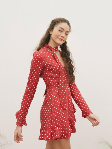 DOT PRINTED LONG SLEEVES JUMPSUIT_RED - VEM.VER - Modalova