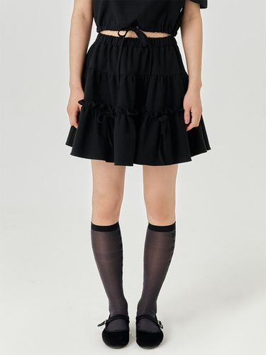 STRING RIBBON MINI SKIRT - BLACK - ADORE BELLE - Modalova