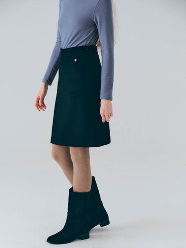 Cashmere mid-skirt (Black) - noeud - Modalova