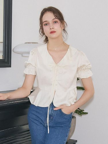 RUFFLE SATIN BLOUSE - VEM.VER - Modalova