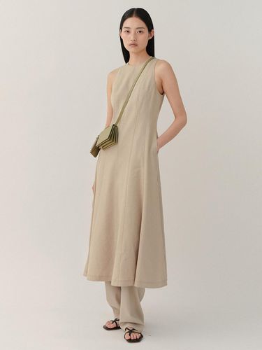 Linen Sleeveless Dress Ash-Khaki - KINDERSALMON - Modalova