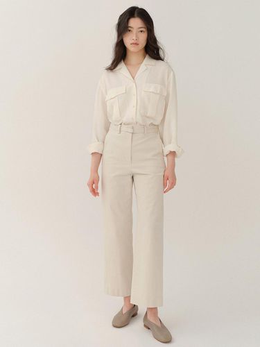 Belted Cotton Pants Pale-Beige - KINDERSALMON - Modalova