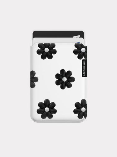 Black marguerite flower pattern [Magsafe card slot - theninemall - Modalova