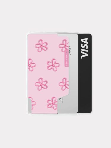 Pink line flower pattern [Magsafe card wallet] - theninemall - Modalova