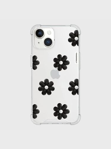 Black marguerite flower pattern phone case - theninemall - Modalova