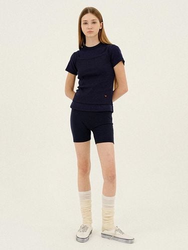 SQUARE NECK RIBBED-JERSEY TANK TOP_NAVY BLUE - LLLDESIGNSTUDIO - Modalova