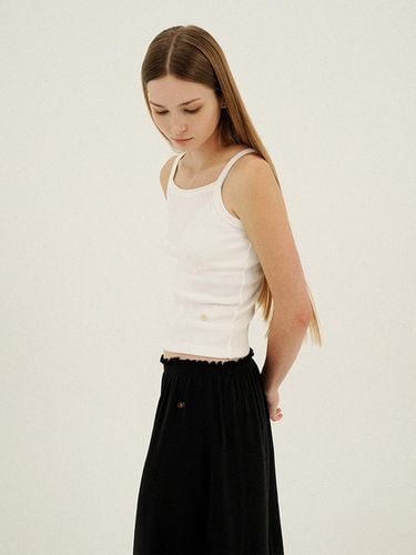 SQUARE NECK RIBBED-JERSEY TANK TOP_WHITE - LLLDESIGNSTUDIO - Modalova