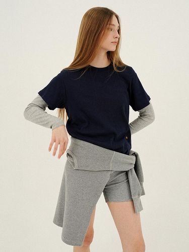 CREW NECK RIBBED STRAIGHT TEE_NAVY BLUE - LLLDESIGNSTUDIO - Modalova