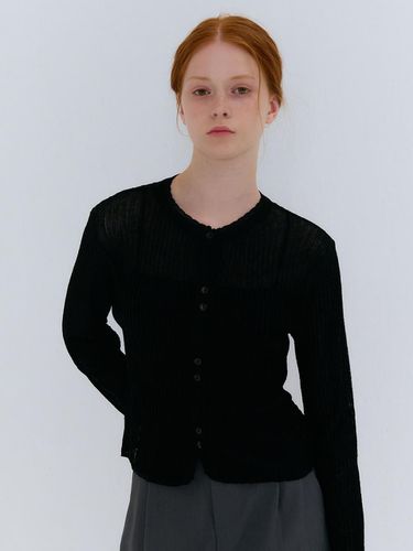 SUMMER RIBBED LINEN CARDIGAN BLACK - camino - Modalova