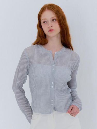 SUMMER RIBBED LINEN CARDIGAN GRAY - camino - Modalova