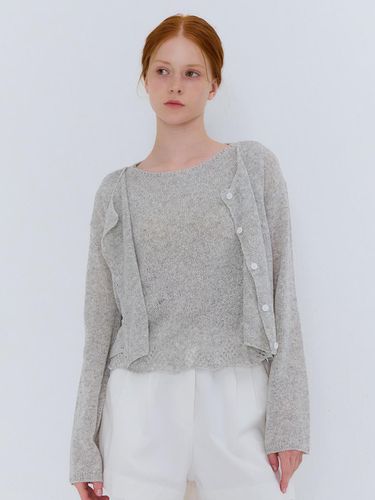 SUMMER COTTON BOUCLE CARDIGAN GRAY - camino - Modalova