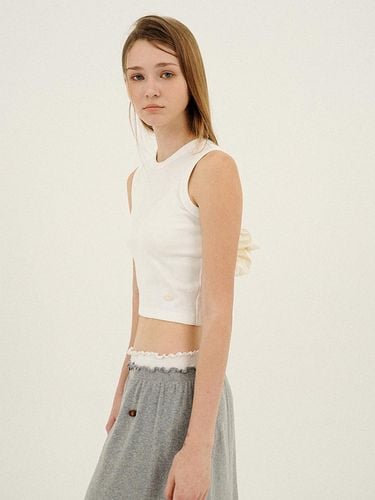 CREW NECK RIBBED CROP TOP_WHITE - LLLDESIGNSTUDIO - Modalova