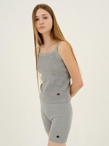 SQUARE NECK WAFFLE-JERSEY TANK TOP_HEATHER GREY - LLLDESIGNSTUDIO - Modalova