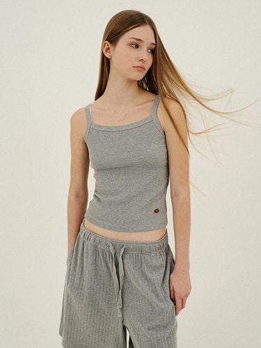 SQUARE NECK RIBBED-JERSEY TANK TOP_HEATHER GREY - LLLDESIGNSTUDIO - Modalova