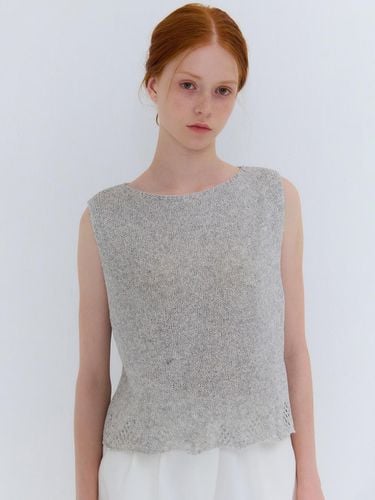 COTTON BOUCLE SLEEVELESS KNIT GRAY - camino - Modalova