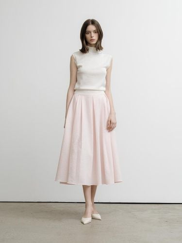 Seersucker Midi Skirt Pink - BENEATER - Modalova