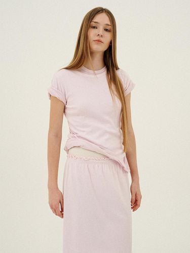 CREW NECK RIBBED STRAIGHT TEE_BLUSH PINK - LLLDESIGNSTUDIO - Modalova