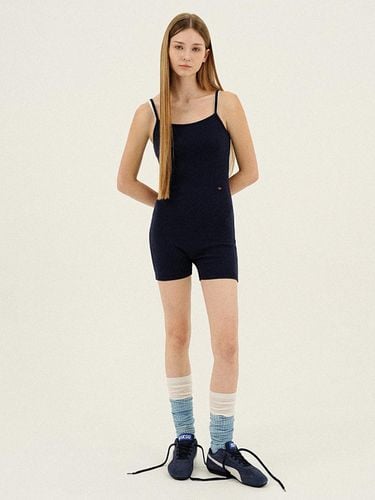 RIBBED STRETCH COTTON BODY SUIT_NAVY BLUE - LLLDESIGNSTUDIO - Modalova