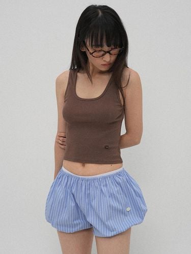 SOFT RIBBED CROP TOP_BROWN - LLLDESIGNSTUDIO - Modalova