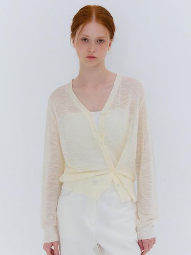 SUMMER V-NECK LINEN CARDIGAN BEIGE - camino - Modalova