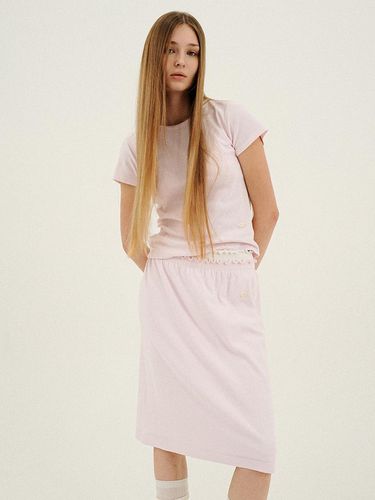 SMOCKED PLEATED JERSEY SKIRT_BLUSH PINK - LLLDESIGNSTUDIO - Modalova