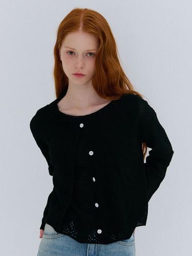 SUMMER COTTON BOUCLE CARDIGAN BLACK - camino - Modalova