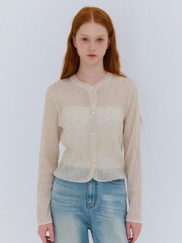 SUMMER RIBBED LINEN CARDIGAN BEIGE - camino - Modalova