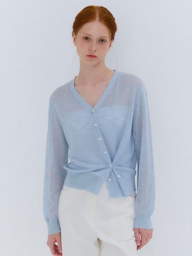 SUMMER V-NECK LINEN CARDIGAN SKY BLUE - camino - Modalova