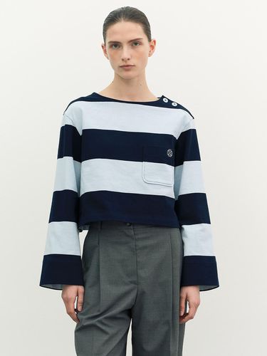 Stripe Boat Neck T-Blue (AETS4A007B2) - a.t.corner - Modalova