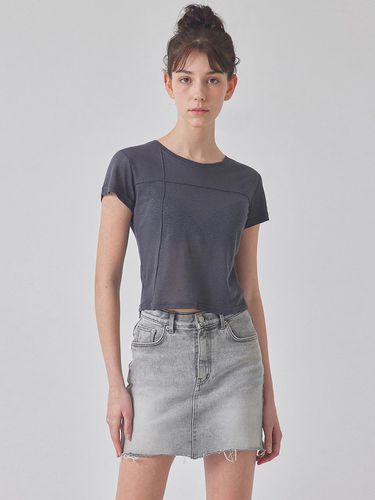 T-SHAPED PINTUCK LINEN T-SHIRT_T416TP117(CG) - TOPGIRL - Modalova