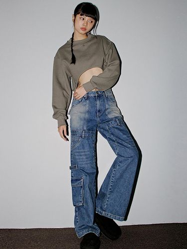 MULTI POCKET WIDE CARGO JEANS_T326DE401(IW) - TOPGIRL - Modalova