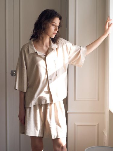 Terry Crop Pajama Set - Sand - TSH - Modalova