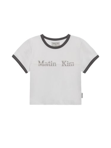 CUTTED LOGO CROP TOP IN White - Matin Kim - Modalova