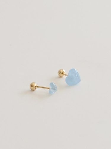 K gold sky blue quartz crystal heart piercing - modernlike - Modalova