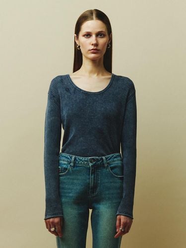 Scoop Neck Washing Knitwear Blue - PLAC - Modalova