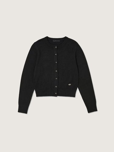 Classic Round Neck Cardigan Black - PLAC - Modalova