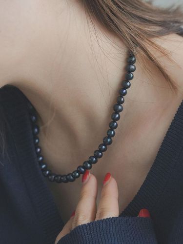 Cobalt Blue Black Pearl Necklace 5 mm - modernlike - Modalova