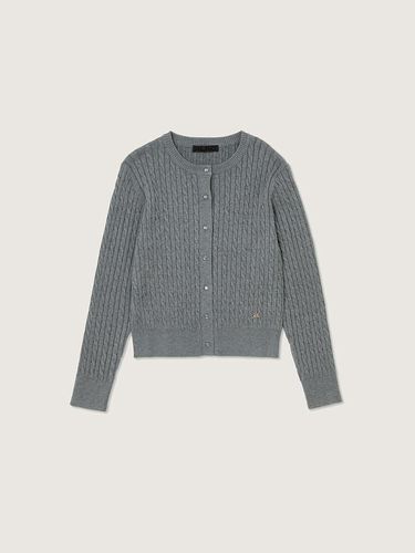 Cable Round Neck Cardigan Charcoal - PLAC - Modalova