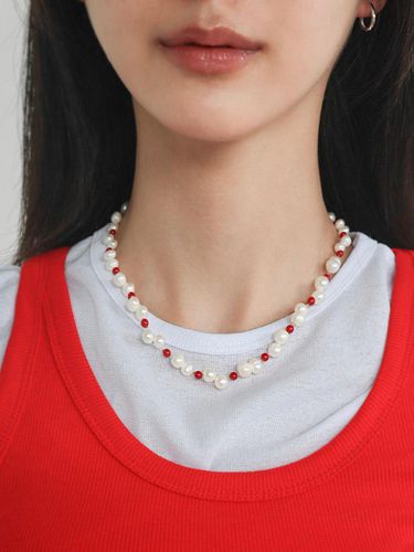 Silver 925 Two Way Freshwater Pearl Necklace - modernlike - Modalova