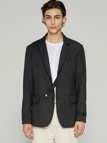 WOOL HIDDEN STRAP CHECK SINGLE BLAZER DARK GREY - Trip LE Sens - Modalova