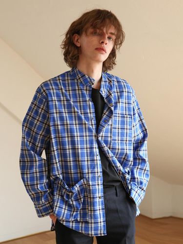 CHECK STRING POCKET SHIRTS JACKET BLUE - Trip LE Sens - Modalova