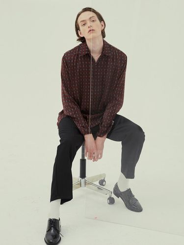 SLIT POINT CHECK SHIRTS BURGUNDY - Trip LE Sens - Modalova