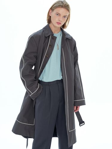 PIPING SINGLE OVER COAT_CHARCOAL - Trip LE Sens - Modalova