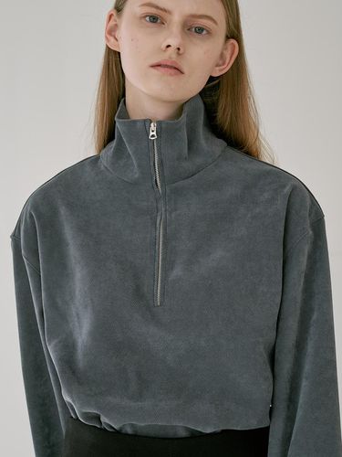 HIGH NECK ZIPPER SHIRTS_KHAKIGREY - Trip LE Sens - Modalova