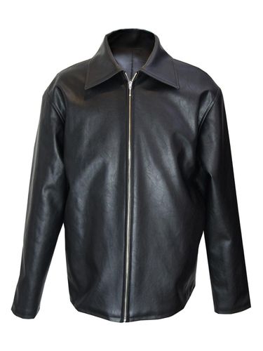 Vegan Leather Minimal Loose Fit Jacket - NAVY SCANDAL - Modalova